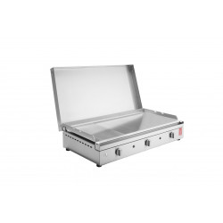 Plancha Inox Chef 80 Lisse et Rainurée + Couvercle - PLANET