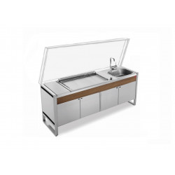 Table de cuisson fermée Oasi 205C + Plancha Oasi 80 Lisse + Evier/Mitigeur - PLANET